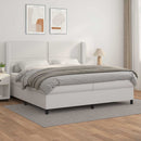 vidaXL fehér műbőr rugós ágy matraccal 200 x 200 cm