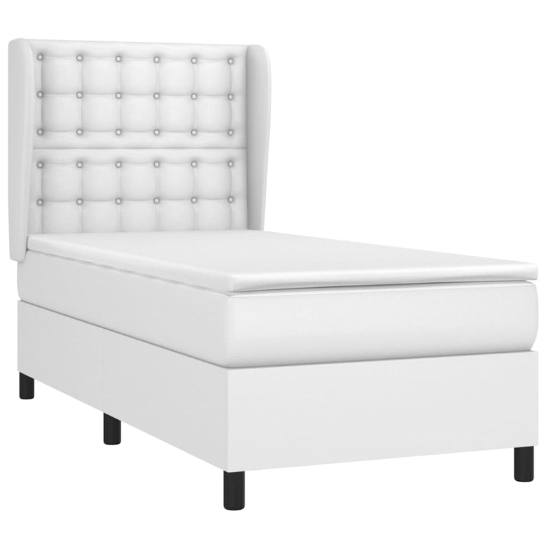 vidaXL fehér műbőr rugós ágy matraccal 80 x 200 cm