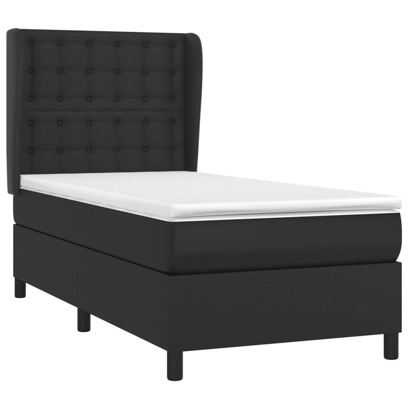 vidaXL fekete műbőr rugós ágy matraccal 90x190 cm
