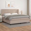 vidaXL cappuccino színű műbőr rugós ágy matraccal 200 x 200 cm