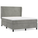 vidaXL világosszürke bársony rugós ágy matraccal 140x190 cm