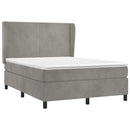 vidaXL világosszürke bársony rugós ágy matraccal 140x190 cm
