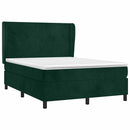 vidaXL sötétzöld bársony rugós ágy matraccal 140x190 cm