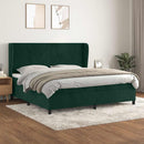 vidaXL sötétzöld bársony rugós ágy matraccal 200x200 cm