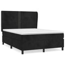 vidaXL fekete bársony rugós ágy matraccal 140 x 190 cm