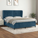 vidaXL sötétkék bársony rugós ágy matraccal 160x200 cm