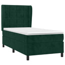 vidaXL sötétzöld bársony rugós ágy matraccal 100 x 200 cm
