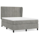 vidaXL világosszürke bársony rugós ágy matraccal 140x190 cm