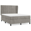 vidaXL világosszürke bársony rugós ágy matraccal 140x190 cm