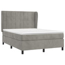vidaXL világosszürke bársony rugós ágy matraccal 140x190 cm