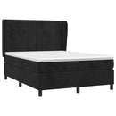 vidaXL fekete bársony rugós ágy matraccal 140 x 190 cm