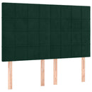 vidaXL sötétzöld bársony rugós ágy matraccal 140x190 cm