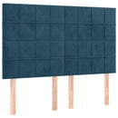 vidaXL sötétkék bársony rugós ágy matraccal 140x190 cm