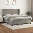 vidaXL világosszürke bársony rugós ágy matraccal 160x200 cm