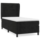 vidaXL fekete bársony rugós ágy matraccal 90 x 200 cm
