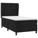 vidaXL fekete bársony rugós ágy matraccal 90 x 200 cm