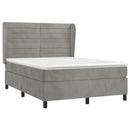 vidaXL világosszürke bársony rugós ágy matraccal 140x190 cm