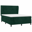 vidaXL sötétzöld bársony rugós ágy matraccal 140x190 cm