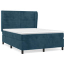 vidaXL sötétkék bársony rugós ágy matraccal 140x190 cm