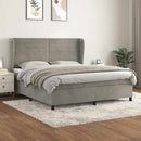 vidaXL világosszürke bársony rugós ágy matraccal 160x200 cm