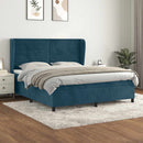 vidaXL sötétkék bársony rugós ágy matraccal 160x200 cm