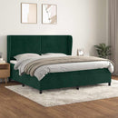 vidaXL sötétzöld bársony rugós ágy matraccal 200x200 cm
