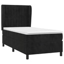 vidaXL fekete bársony rugós ágy matraccal 80 x 200 cm