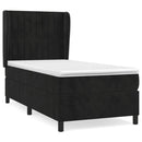 vidaXL fekete bársony rugós ágy matraccal 90 x 200 cm