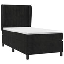 vidaXL fekete bársony rugós ágy matraccal 90 x 200 cm