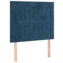 vidaXL sötétkék bársony rugós ágy matraccal 90 x 200 cm