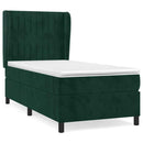 vidaXL sötétzöld bársony rugós ágy matraccal 100 x 200 cm