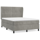 vidaXL világosszürke bársony rugós ágy matraccal 140x190 cm