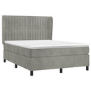 vidaXL világosszürke bársony rugós ágy matraccal 140x190 cm
