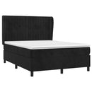 vidaXL fekete bársony rugós ágy matraccal 140 x 190 cm