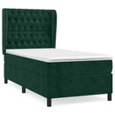 vidaXL sötétzöld bársony rugós ágy matraccal 90 x 200 cm