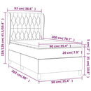 vidaXL sötétkék bársony rugós ágy matraccal 90 x 200 cm