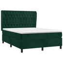 vidaXL sötétzöld bársony rugós ágy matraccal 140x190 cm