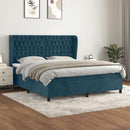 vidaXL sötétkék bársony rugós ágy matraccal 160x200 cm
