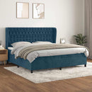 vidaXL sötétkék bársony rugós ágy matraccal 200x200 cm