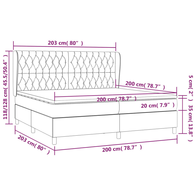 vidaXL rózsaszín bársony rugós ágy matraccal 200x200 cm