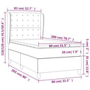 vidaXL világosszürke bársony rugós ágy matraccal 80 x 200 cm