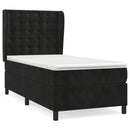 vidaXL fekete bársony rugós ágy matraccal 90x190 cm