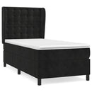 vidaXL fekete bársony rugós ágy matraccal 90 x 200 cm