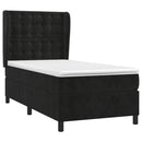 vidaXL fekete bársony rugós ágy matraccal 100 x 200 cm