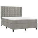 vidaXL világosszürke bársony rugós ágy matraccal 140x190 cm
