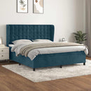 vidaXL sötétkék bársony rugós ágy matraccal 160x200 cm