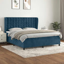 vidaXL sötétkék bársony rugós ágy matraccal 180x200 cm