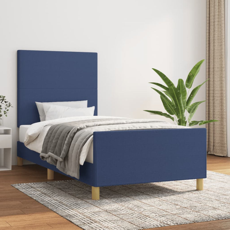 vidaXL ágykeret matrac nélkül kék 90x190 cm szövet