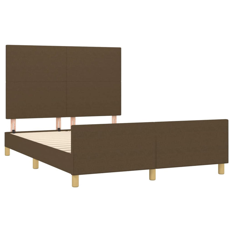 vidaXL sötétbarna szövet ágykeret matrac nélkül 140 x 190 cm