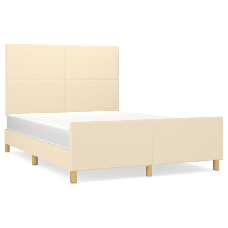 vidaXL krémszínű szövet ágykeret matrac nélkül 140 x 190 cm